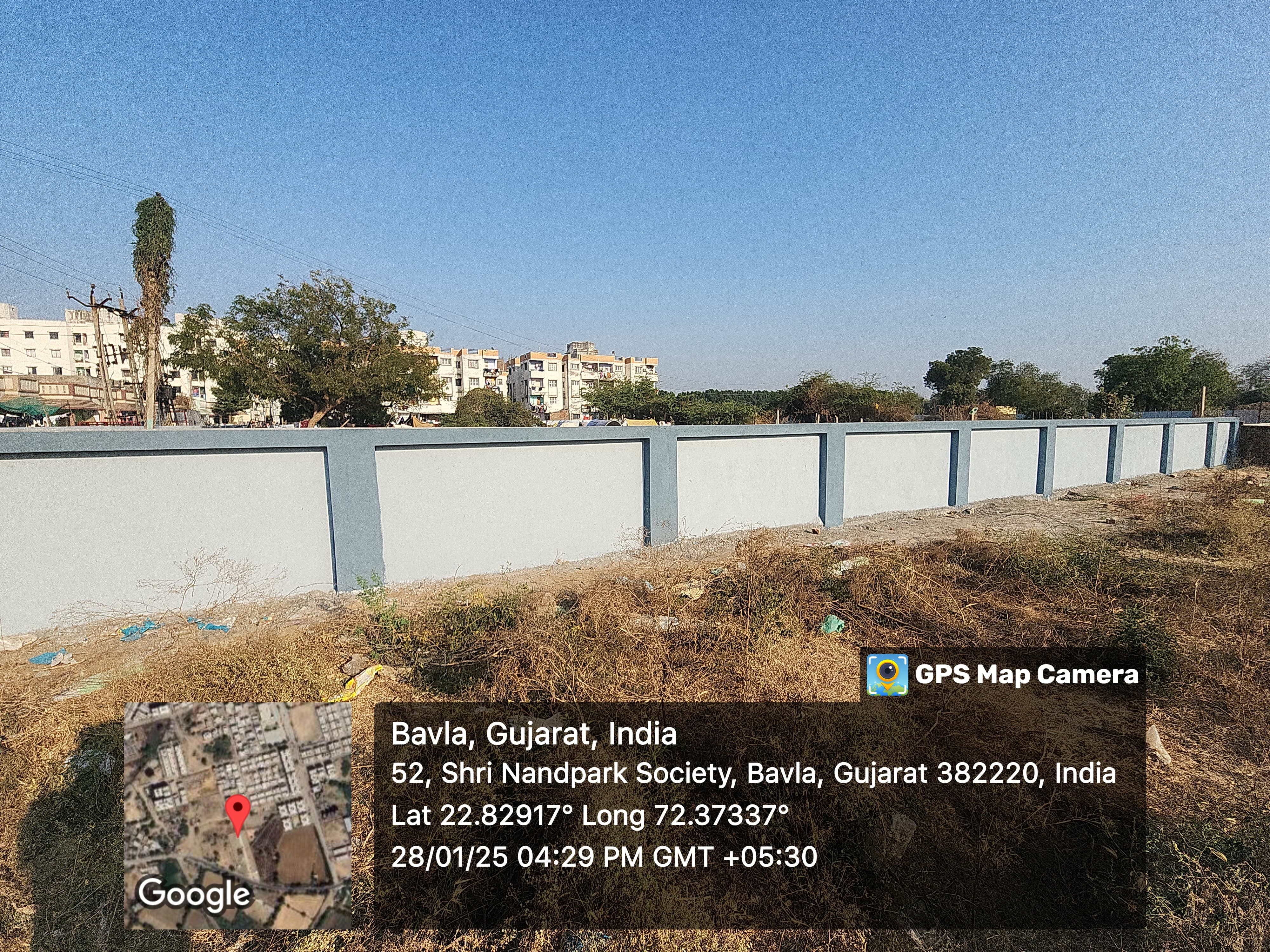 RCC Compound Wall Construction Work of Bavla Nagarpalika Project